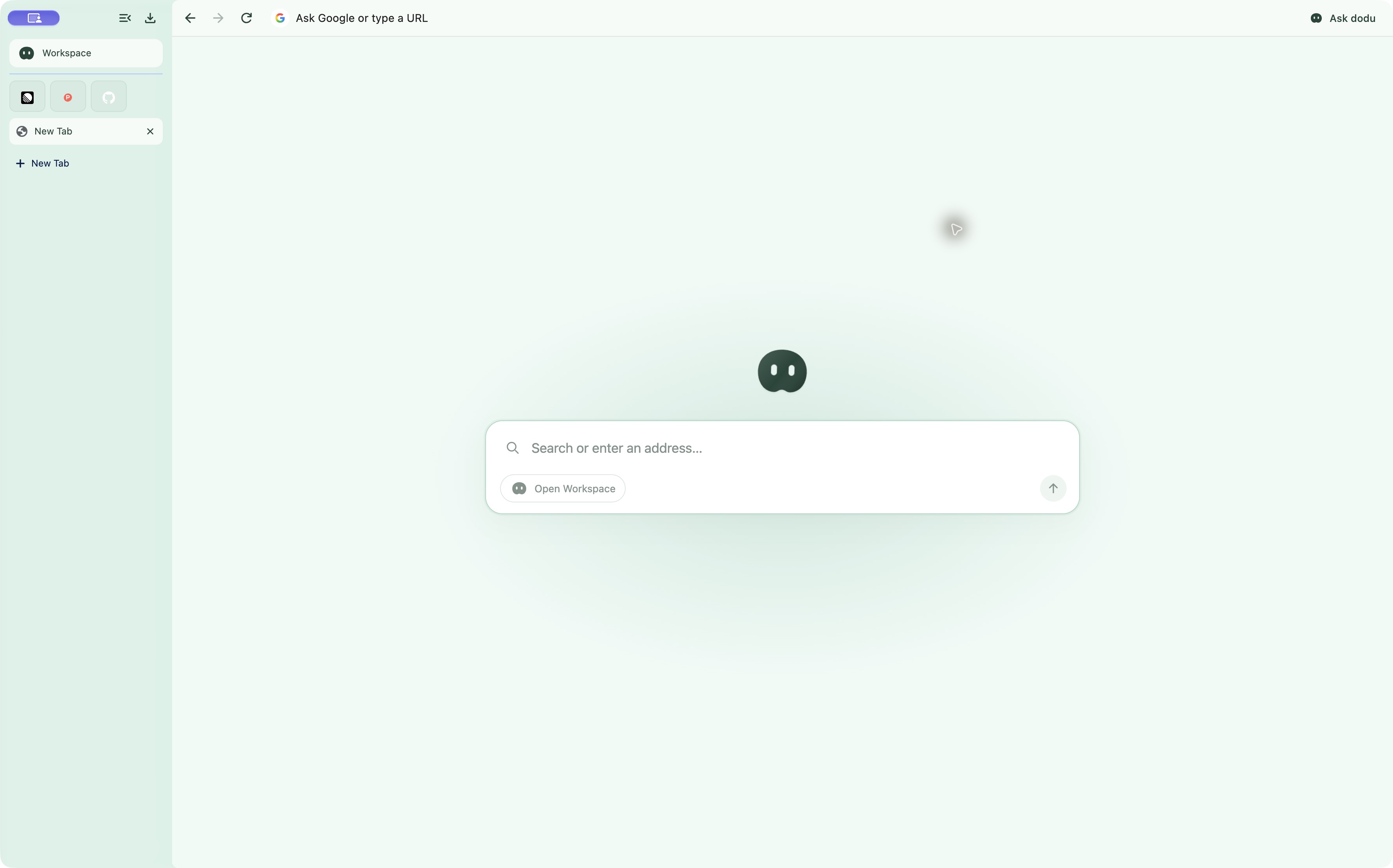 A new tab in the complete dodu browser